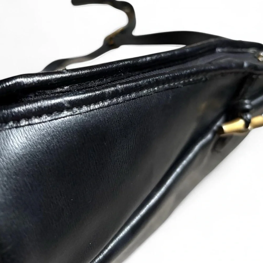 Vintage Leather Longchamp Bag Roseau bamboo toggle zipper shoulder / crossbody